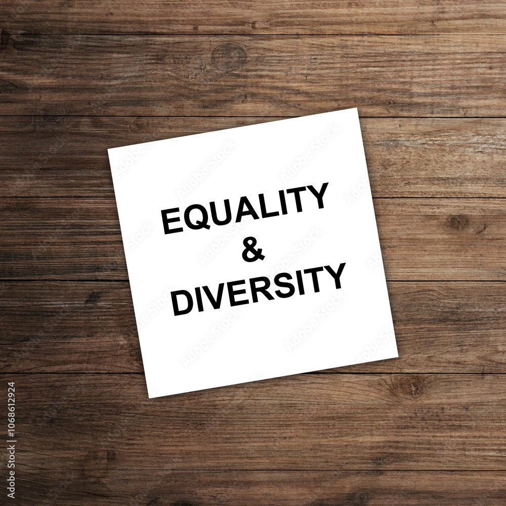 Equality and diversity words written on notepad on background. Social concept of equality Equality and diversity words written on notepad on background. Social concept of equality