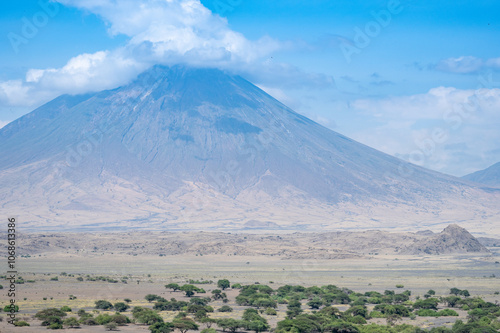 Ol Doinyo Lengai volcano that has an abundant amount of clouds, Tanzania photo