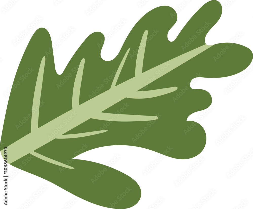 Isolated Green Leaf Element in Flat Style.