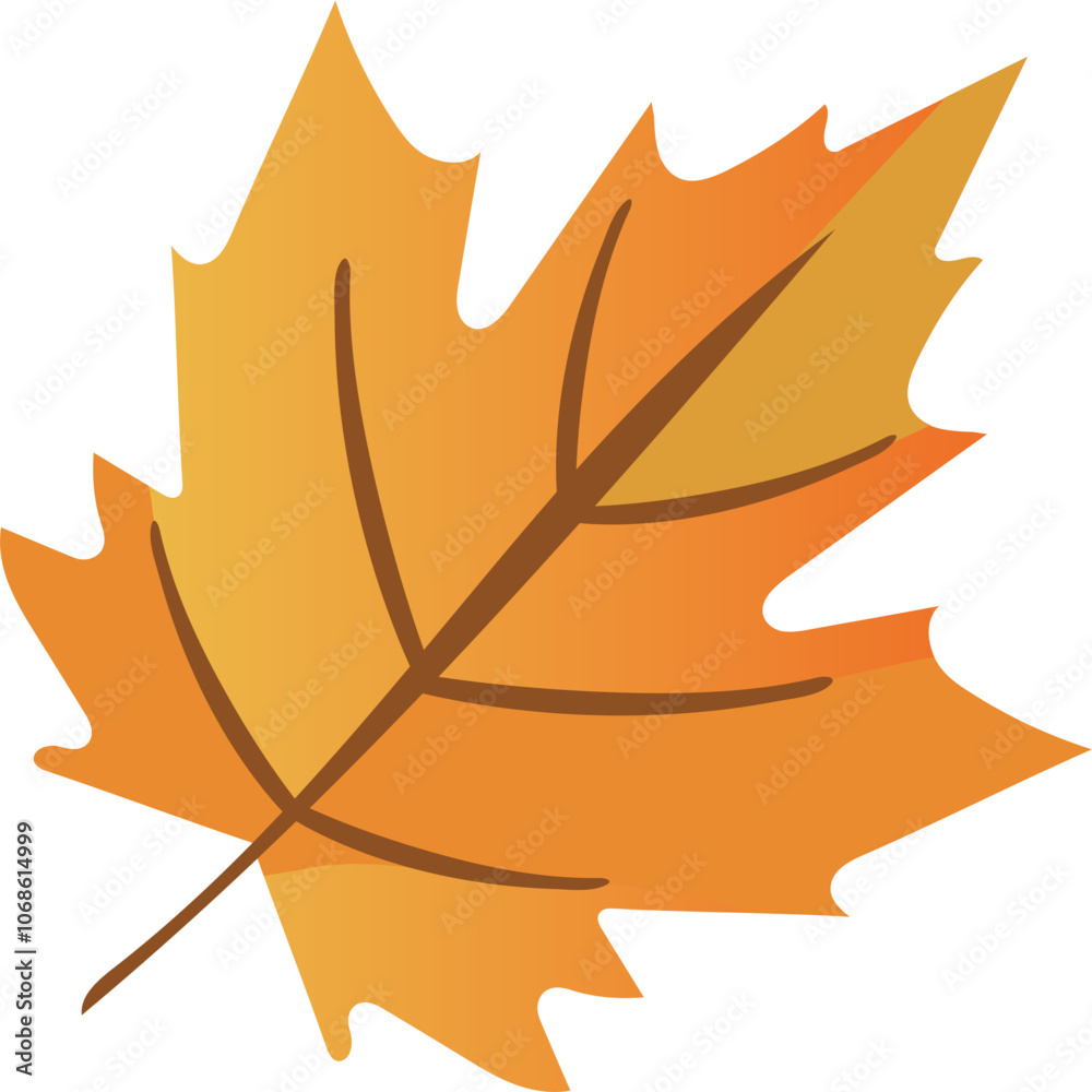 Obraz premium Isolated Autumn Leaf Element in Flat Style.