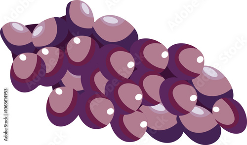 Purple Grapes Bunch Element in Flat Style.
