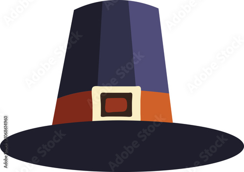 Isolated Pilgrim Hat Element in Flat Style.