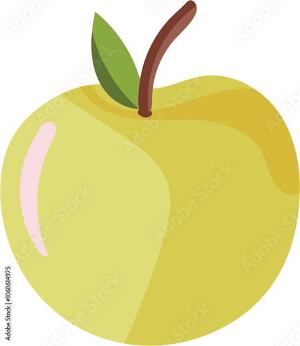 Green Apple Element in Flat Style.