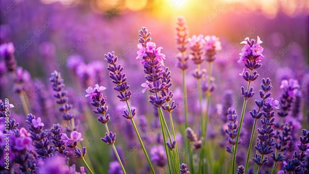 Serene Purple Horizons: Macro Photography of a Lavender Field in Full Bloom, Capturing Nature's Beauty and Tranquility in Vivid Detail Serene Purple Horizons: Macro Photography of a Lavender Field in Full Bloom, Capturing Nature's Beauty and Tranquility in Vivid Detail