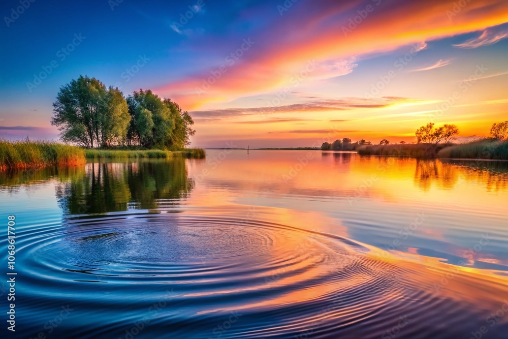 Fototapeta premium Serene Water Ripples: A Minimalist Reflection of Nature's Beauty in Tranquil Surroundings