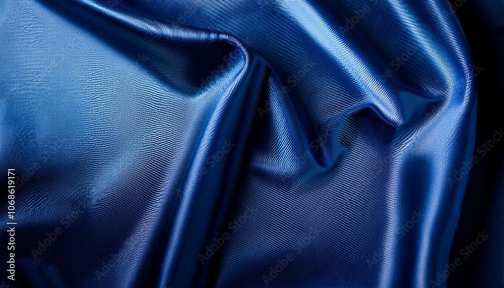 Obraz premium 濃い青のサテン生地、シルクの光沢感と深みが織りなす優雅なテクスチャ 