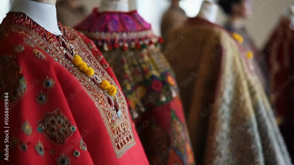 Showcase the intricate details of traditional clothing worn during cultural and religious events, focusing on patterns, textures, and significance.
Showcase the intricate details of traditional clothing worn during cultural and religious events, focusing on patterns, textures, and significance.