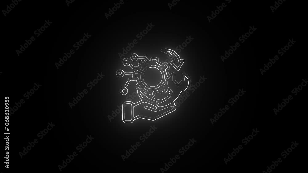 Glowing neon Technological Advancement icon isolated on black background. HD Video motion graphic animation Glowing neon Technological Advancement icon isolated on black background. HD Video motion graphic animation