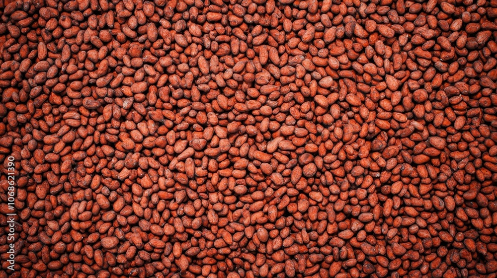 Obraz premium A close-up view of a textured surface filled with cacao beans, showcasing their natural shape and arrangement.