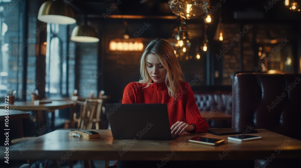 The Woman with Laptop Focused The Woman with Laptop Focused