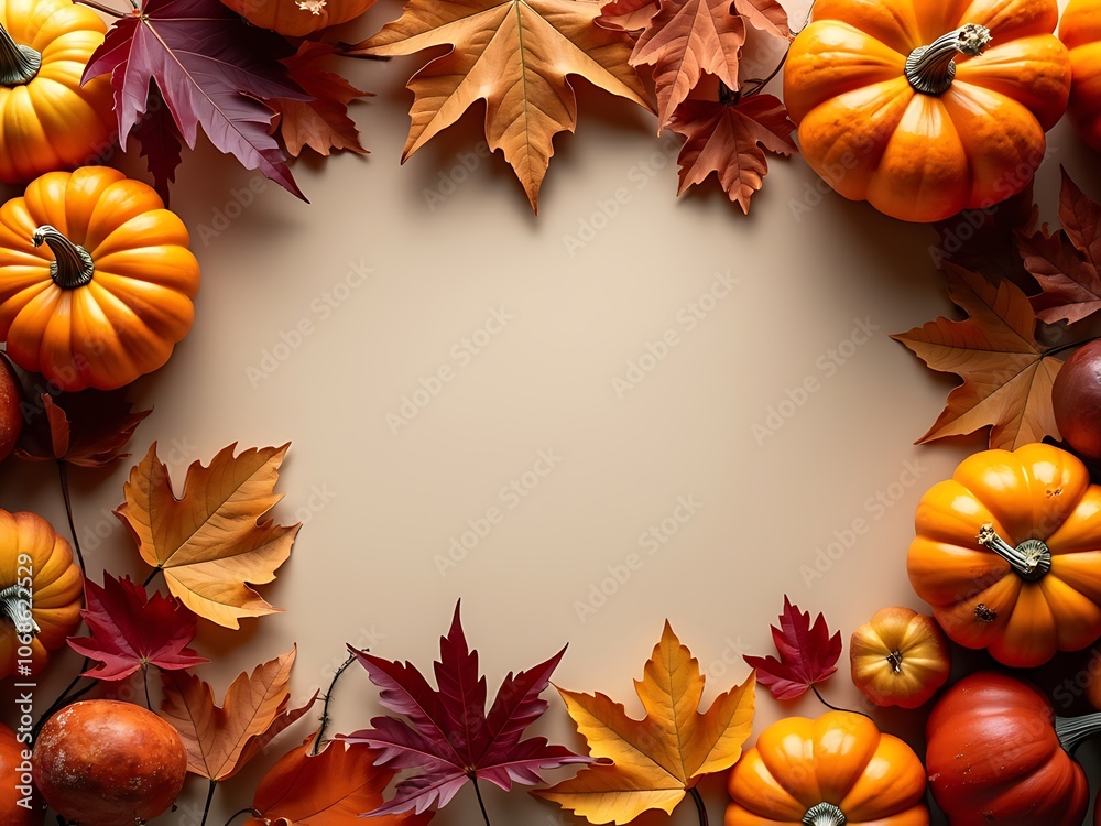 Obraz premium Thanksgiving invitation background with cozy fall decorations