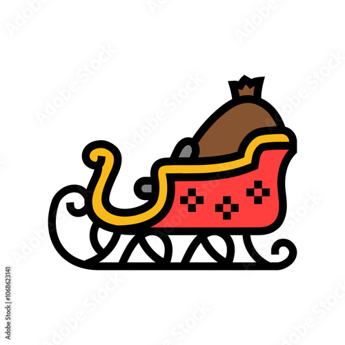 santa claus sleigh color icon vector. santa claus sleigh sign. isolated symbol illustration