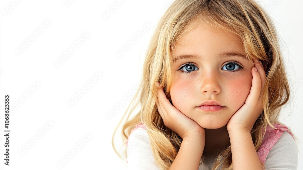 Thoughtful Girl Resting Her Chin on Hands Thoughtful Girl Resting Her Chin on Hands