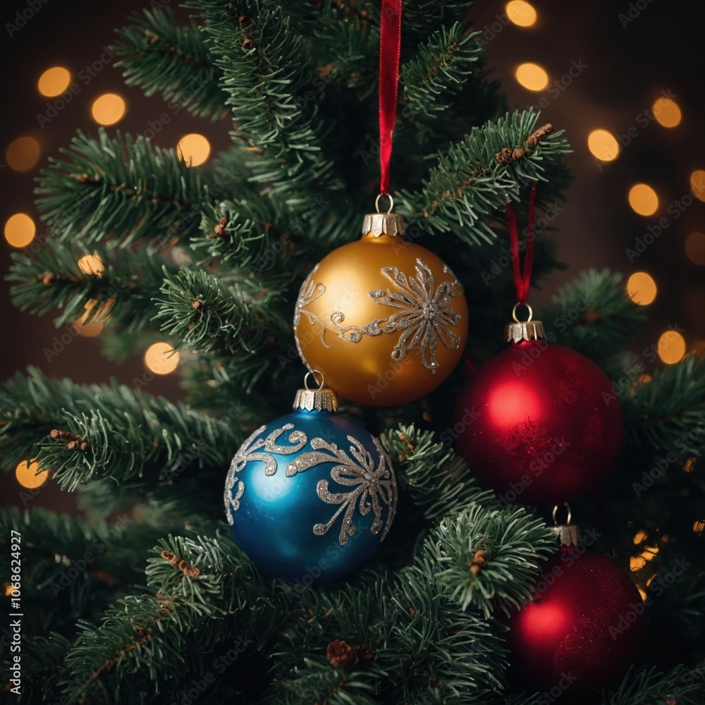 The Christmas tree glows with vibrant decorations