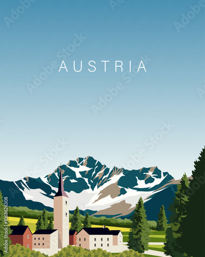 Hochsolden Austria travel poster, postcard, banner