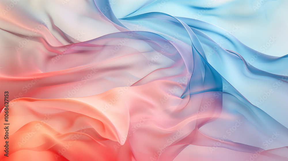Obraz premium Soft pastel calming design with abstract shapes of gentle curves soothing color palette