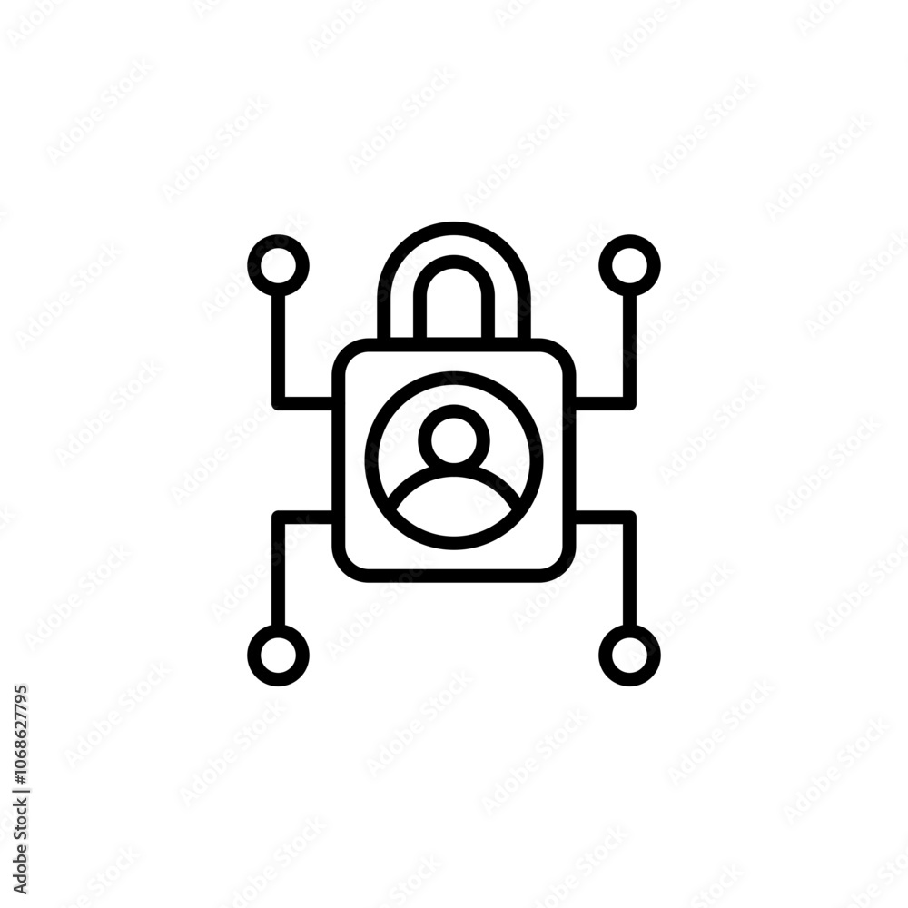 Secure account outline icons, minimalist vector illustration ,simple transparent graphic element .Isolated on white background