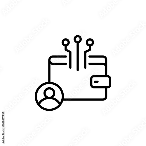 Digital wallet account outline icons, minimalist vector illustration ,simple transparent graphic element .Isolated on white background