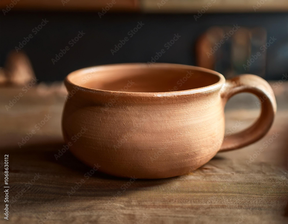 Fototapeta premium Close-Up of a Clay Cup with Natural Finish and Rustic Charm