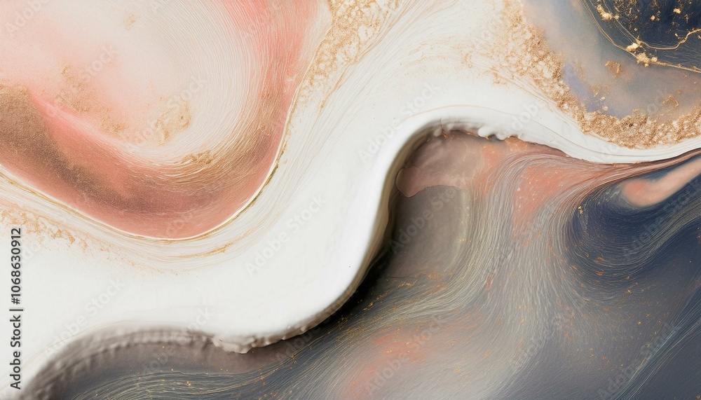 Obraz premium Abstract Fluid Art with Light Brown and Beige Colors - Sand Gradient Liquid Marble Acrylic Painting