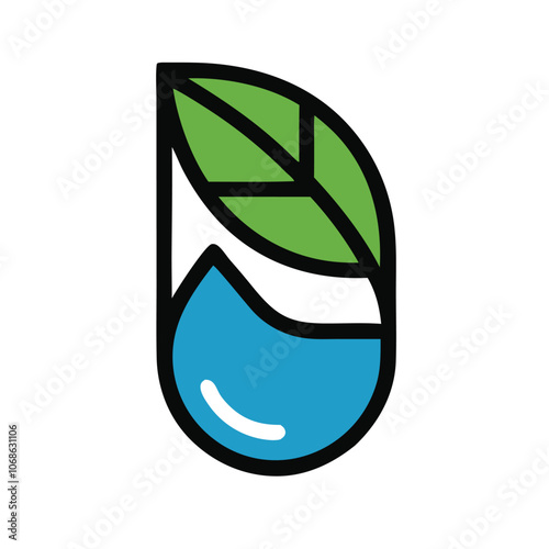 Eco-Friendly Refill Station Logo with Leaf and Water Drop