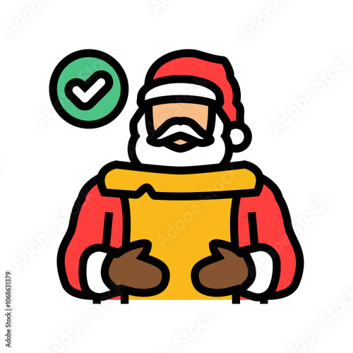 santa claus checking his list color icon vector. santa claus checking his list sign. isolated symbol illustration