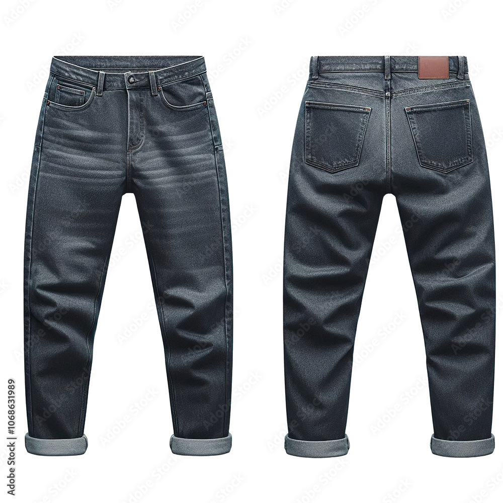 denim pants front and back isolated on a white background PNG denim pants front and back isolated on a white background PNG