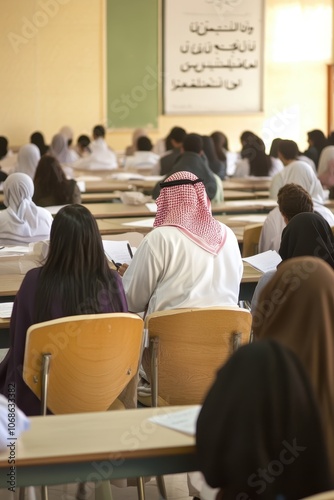 Students in a Classroom Setting Taking an Exam