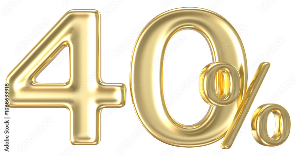 Percent Number 40 Gold 3D Render Percent Number 40 Gold 3D Render