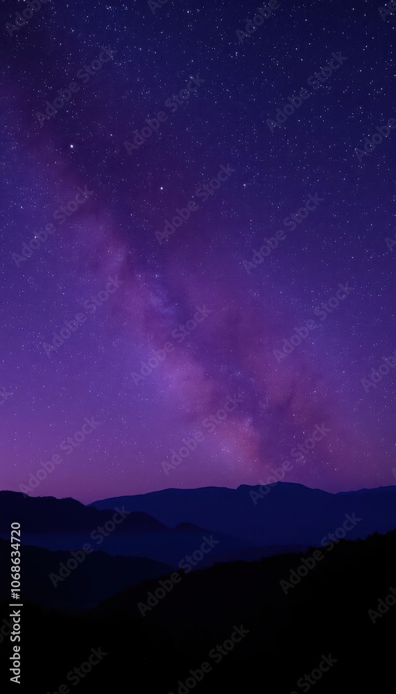 starry night sky with a purple and blue sky and a mountain range starry night sky with a purple and blue sky and a mountain range