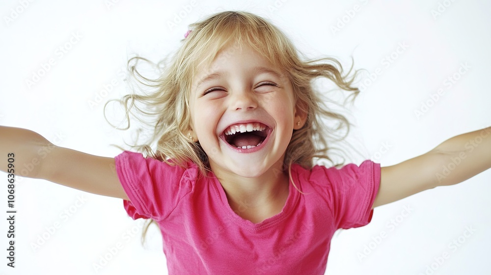 Fototapeta premium Joyful Girl Playing and Laughing with Delight