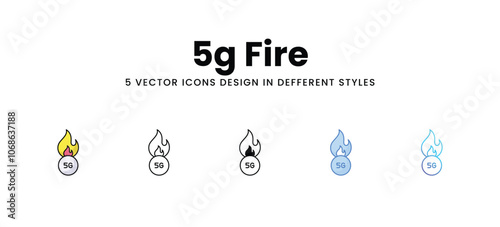 5g Fire vector icons set stock illustration