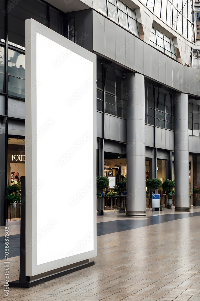 Large blank billboard mockup on modern shopping mall outdoor, for advertisements, advertising. empty brand display mockups on urban city Large blank billboard mockup on modern shopping mall outdoor, for advertisements, advertising. empty brand display mockups on urban city