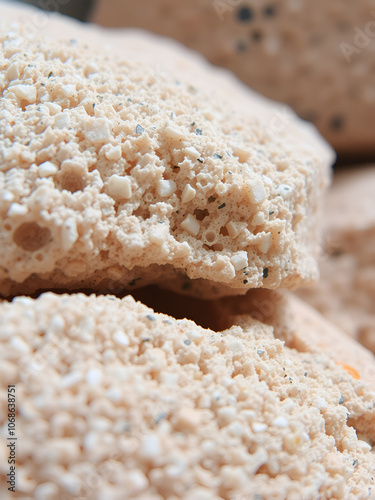 Closeup of natural pumice stone with a seamless porous texture