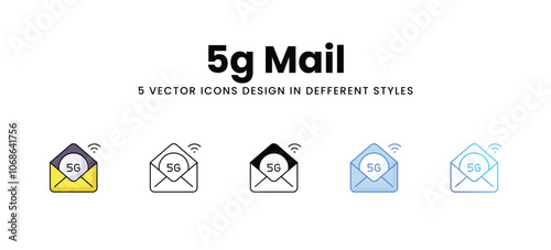 5g Mail vector icons set stock illustration