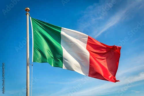 Fotografie An Italian flag waving in the sky