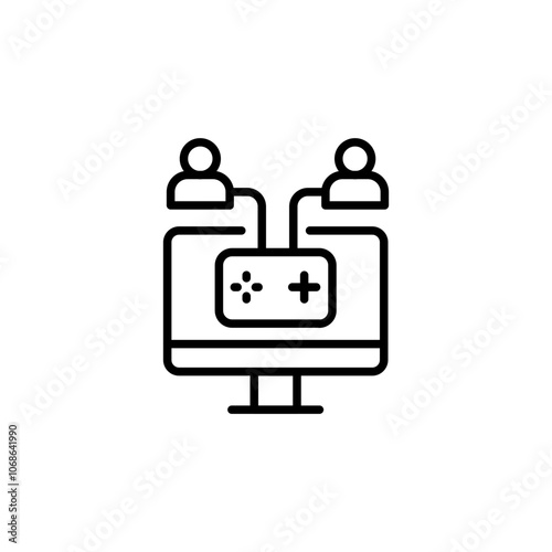 Multiplayer games outline icons, minimalist vector illustration ,simple transparent graphic element .Isolated on white background