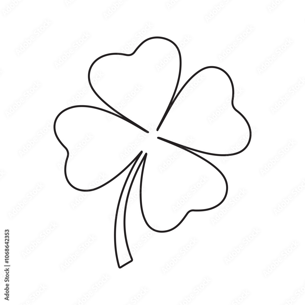four-leaf clover outline illustration on a white background four-leaf clover outline illustration on a white background