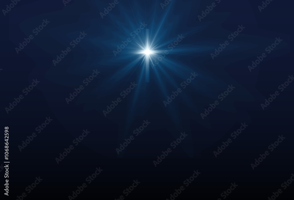 Obraz premium Christmas star of the Nativity of Bethlehem, the Nativity of Jesus Christ in the shape of a glowing cross in the night sky. Template for New Year and Christmas holiday projects.