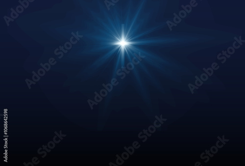 Christmas star of the Nativity of Bethlehem, the Nativity of Jesus Christ in the shape of a glowing cross in the night sky. Template for New Year and Christmas holiday projects.