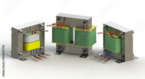 Electric transformer isolated on white background