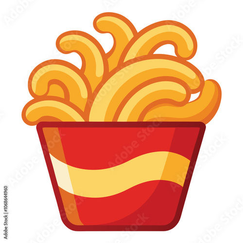 Curly fries vector illustration isolated on a white background