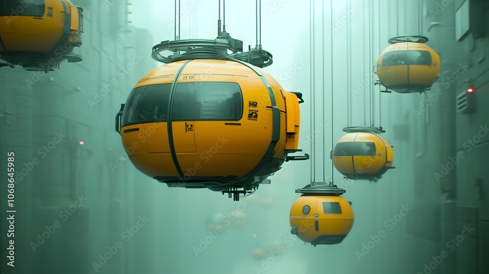 Sleek and streamlined futuristic cargo transportation vehicles with advanced anti gravity technology Sleek and streamlined futuristic cargo transportation vehicles with advanced anti gravity technology