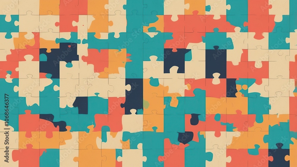 Abstract puzzle background in retro colors