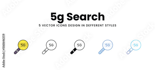 5g Search vector icons set stock illustration