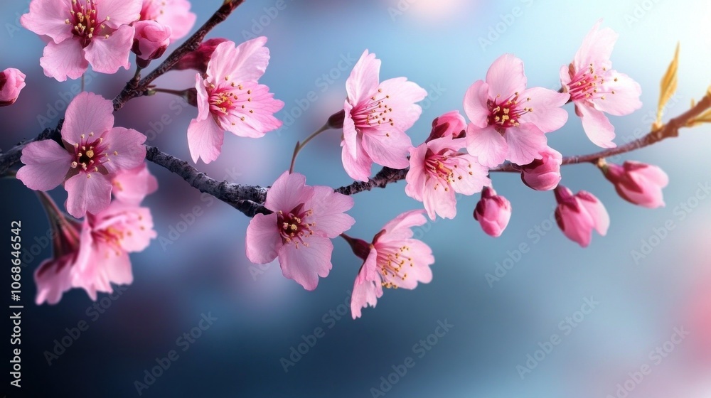 Pink Cherry Blossoms in Bloom