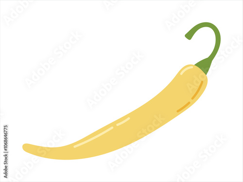 Vector flat illustration of yellow sweet bell pepper isolated on white. Fresh natural vegetables.