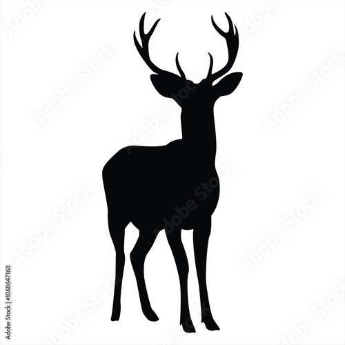 Stag Standing Silhouette: Minimalist Vector. Collection of Deer Pose. Perfect for Logo, Design, and More.