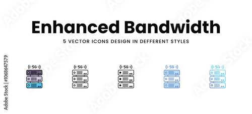 Enhanced Bandwidth vector icons set stock illustration