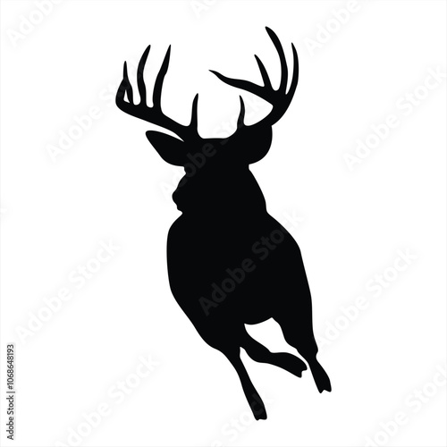 Stag Running Silhouette: Minimalist Vector. Collection of Deer Pose. Perfect for Logo, Design, and More.